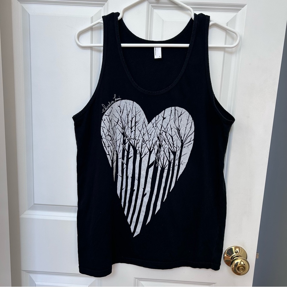 Christina Perri American Apparel Black Tank Top with Heart Forest Design medium